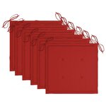vidaXL Chaises à manger lot de 6 et coussins rouge Bois de teck solide