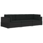 vidaXL Salon de jardin 3 Pièces avec coussins résine tressée noir
