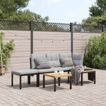 vidaXL Ensemble de banc de jardin avec coussins 4 Pièces noir