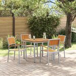vidaXL Ensemble de salle à manger pour jardin 5 Pièces Gris et marron