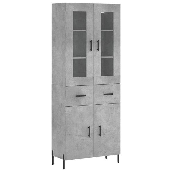 vidaXL Buffet haut Gris béton 69 5x34x180 cm Bois d'ingénierie