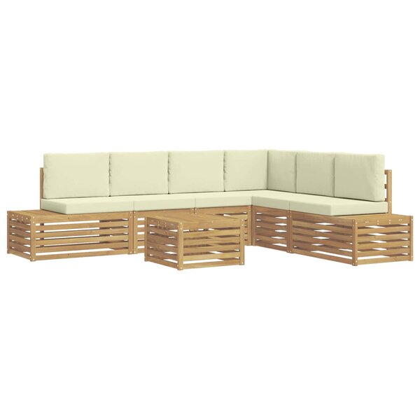 vidaXL 7 Pièces Ensemble de canapés d'extérieur Polyester Blanc et crème