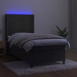 vidaXL Sommier à lattes de lit matelas LED Gris foncé 90x190cm Velours
