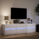 vidaXL Meuble TV avec LED blanc 180x34x50 cm bois d'ingénierie