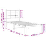 vidaXL Cadre de lit métal sans matelas avec tête de lit noir 75x190 cm
