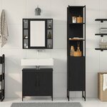 vidaXL Meubles de salle de bain avec étagère Noir 33 x 33 x 185.5 cm