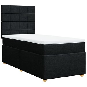 vidaXL Sommier à lattes de lit avec matelas Noir 90x200 cm Tissu