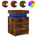 vidaXL Table de chevet avec lumières LED chêne fumé 35x39x55 cm
