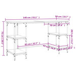 vidaXL Bureau sonoma gris 140x50x75 cm métal et bois d'ingénierie