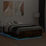 vidaXL Cadre de lit avec LED sans matelas chêne fumé 135x190 cm