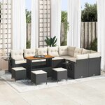 vidaXL Ensemble de canapé de jardin avec coussin 13 Pièces Noir et crème