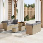 vidaXL Ensemble de canapé de jardin 9 Pièces Beige polyrotin