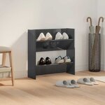 vidaXL Armoire à chaussures murale gris brillant bois d’ingénierie