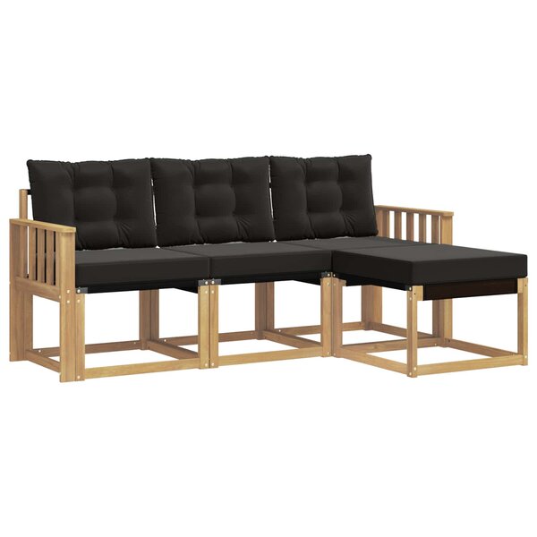 vidaXL Ensemble de canapés d'extérieur 4 pc Blanc et noir