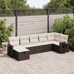 vidaXL Salon de jardin avec coussins 7 Pièces marron résine tressée