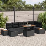 vidaXL Ensemble de canapé de jardin 8 Pièces Noir polyrotin