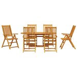 Set de jardin 7 pièces en bois d'acacia