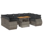 vidaXL Salon de jardin avec coussins 10 Pièces gris résine tressée