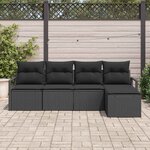 vidaXL Ensemble de canapé de jardin 5 Pièces Noir Poly rotin