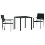 vidaXL Ensemble de salle à manger pour jardin 3 Pièces Noir Rotin PE