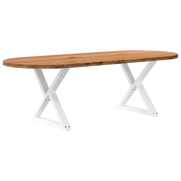 vidaXL Table à manger marron clair bois de chêne massif ovale