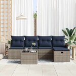 vidaXL Ensemble de canapé de jardin 6 Pièces Gris et marine polyrotin