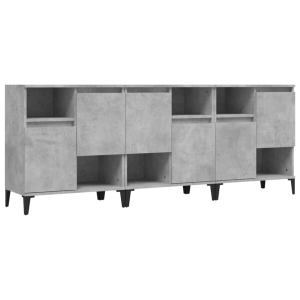 vidaXL Buffets 3 Pièces gris béton 60x35x70 cm bois d'ingénierie