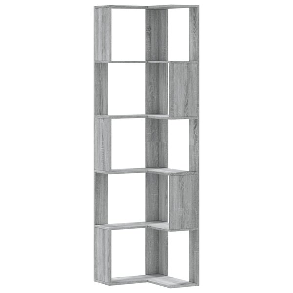 vidaXL Bibliothèque d'angle à 5 niveaux sonoma gris bois d'ingénierie