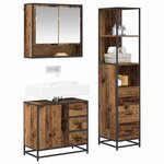 vidaXL Ensemble de mobilier de salle de bain 3 Pièces Bois Ancien