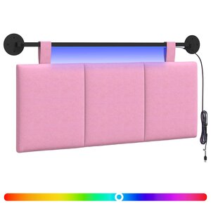 vidaXL Tête de lit suspendue Avec lumière LED Rose Tissu