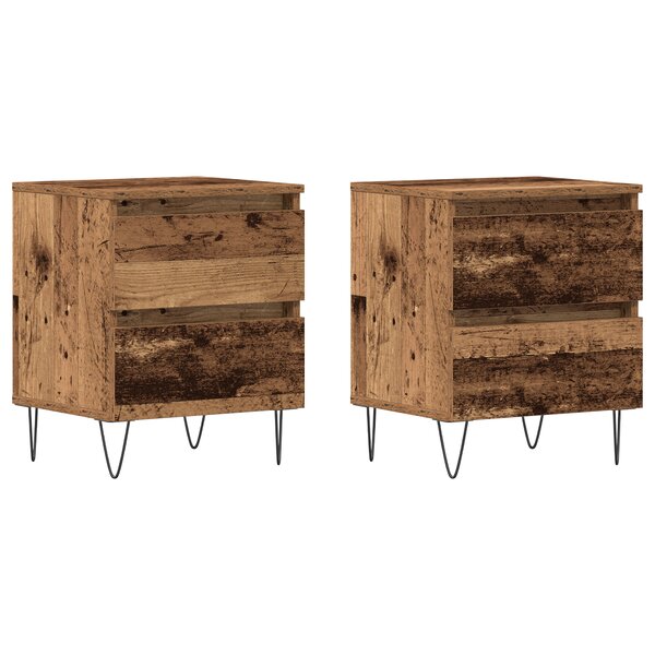 Tables de chevet vidaXL 2 Pièces Bois ancien 40x35x50 cm Panneau de bois aggloméré