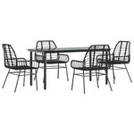 vidaXL Ensemble à manger de jardin 5 Pièces noir résine tressée verre