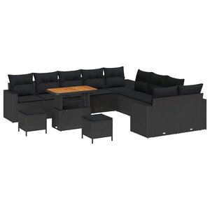 vidaXL Ensemble de canapé de jardin 13 Pièces Noir 90 x 55 x 71 cm