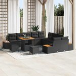 vidaXL Ensemble de canapé de jardin 13 Pièces Noir Poly rotin