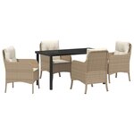 vidaXL Ensemble de salle à manger pour jardin 5 Pièces Beige Poly rotin