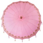 vidaXL Parasol balinais 260 Rose 210-220 cm Coton et bois massif