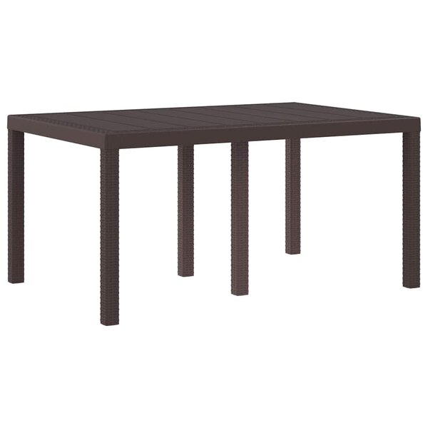 vidaXL Table de jardin pour repas Marron 150 x 100 x 73 cm polyrotin
