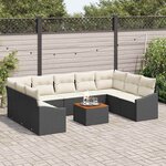 vidaXL Ensemble de canapé de jardin 10 Pièces Noir Poly rotin