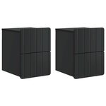 vidaXL Cabinet de chevet mural 2 Pièces Noir 33 x 34 5 x 43 cm
