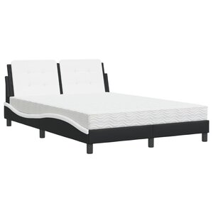 vidaXL Lit avec matelas noir et blanc 140x190 cm similicuir