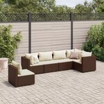 vidaXL Salon de jardin 6 Pièces avec coussins Marron Résine tressée