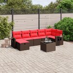 vidaXL Salon de jardin 8 Pièces avec coussins marron résine tressée