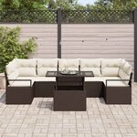 vidaXL Ensemble de canapé de jardin 8 Pièces Marron Poly rotin