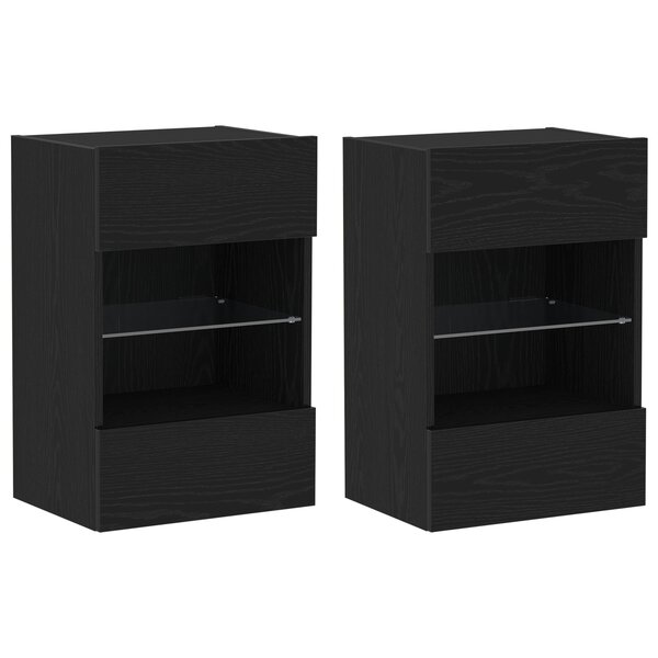 Meuble TV LED vidaXL 2 Pièces Chêne Noir 40x30x60 5 cm Bois d'ingénierie