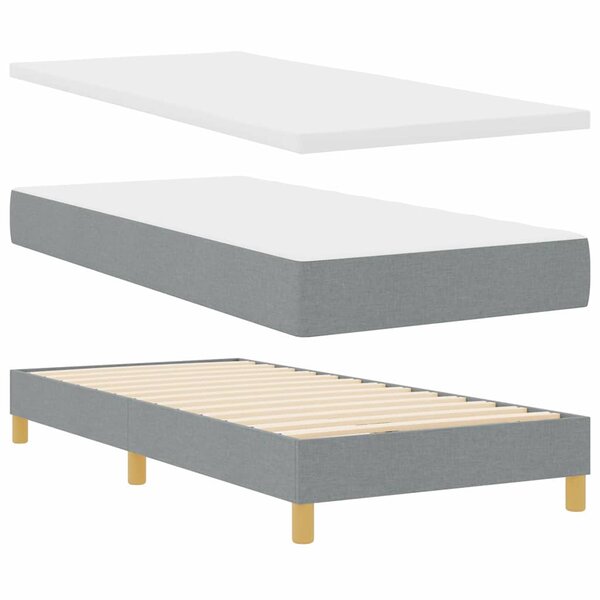 vidaXL Lit à Ressorts avec Matelas Crème 90x200 cm Tissu Gris clair
