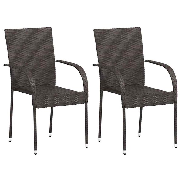 vidaXL Chaises empilables d'extérieur lot de 2 Résine tressée Marron