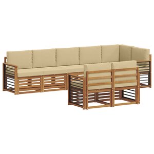vidaXL Ensemble de canapés d'extérieur 8 pc Naturel et Beige Polyester