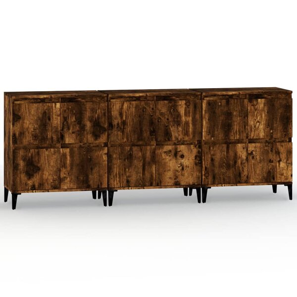 vidaXL Buffets 3 Pièces chêne fumé 60x35x70 cm bois d'ingénierie
