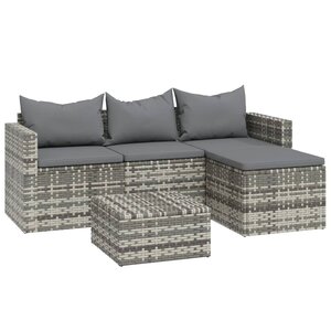 vidaXL Salon de jardin 3 Pièces avec coussins Gris Résine tressée