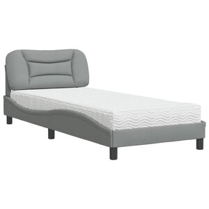 vidaXL Lit avec matelas Hvar gris clair 90x190 cm tissu